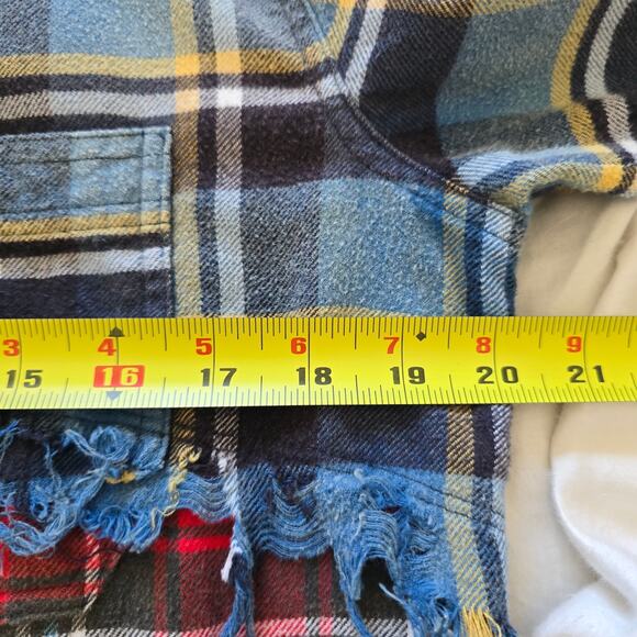 R13 Plaid Piece Long Sleeve Button Up Shirt Mens XS/ Womens M Patchwork - Picture 11 of 12